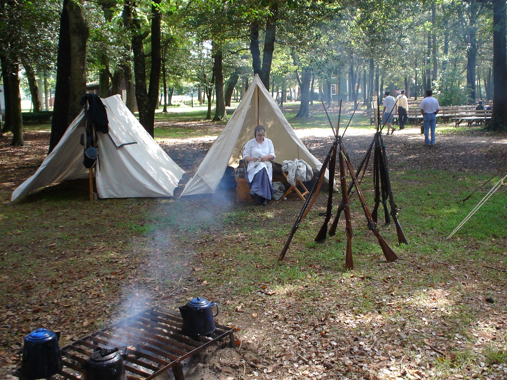 rifles stacked and ready for battle